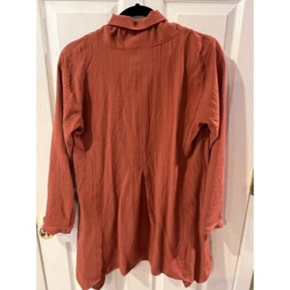 Soft Surroundings Top Womens XS Plein Art Tunic Ruffle Collar Button boho casual - Picture 8 of 9